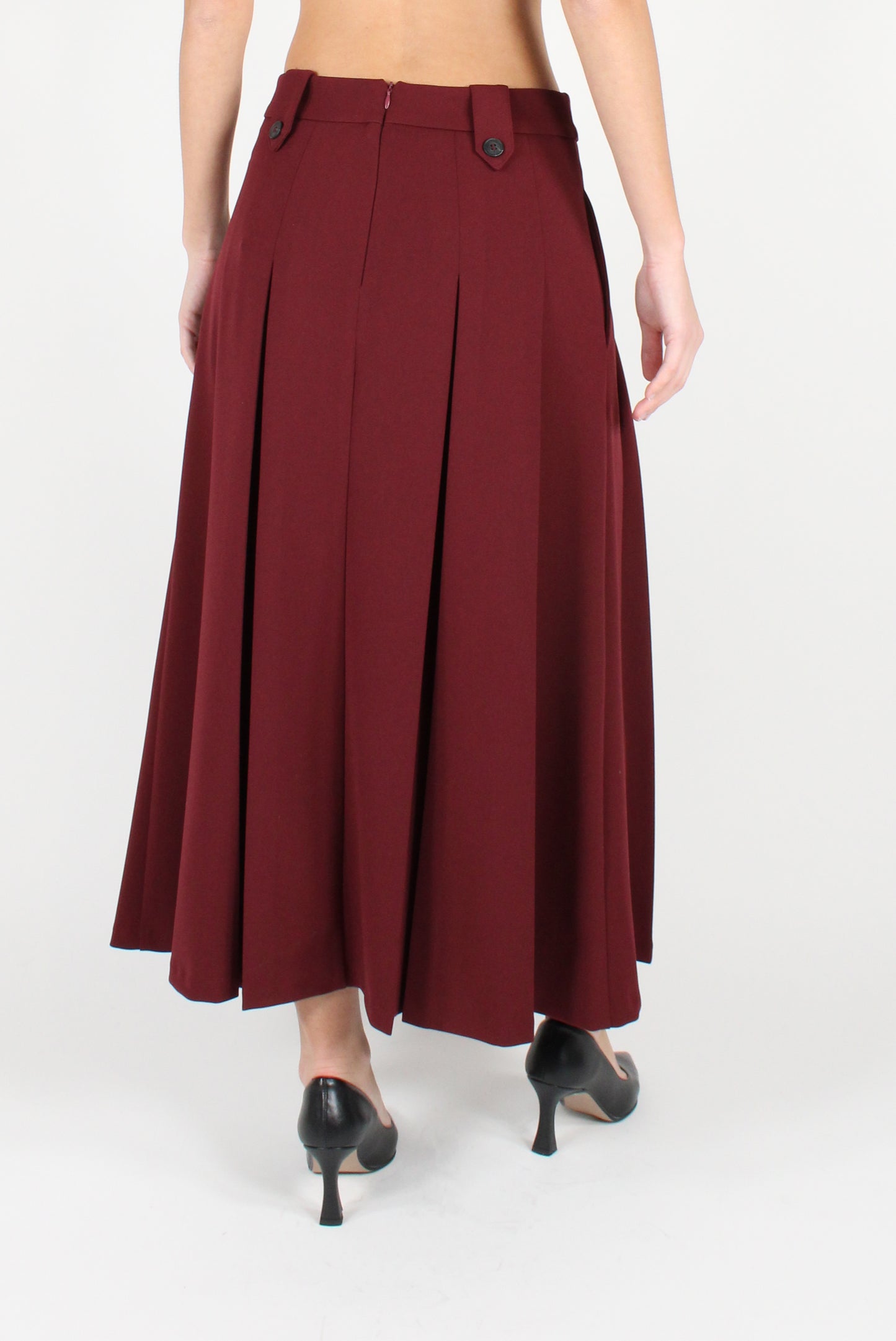 Solid Color Pleated Long Skirt