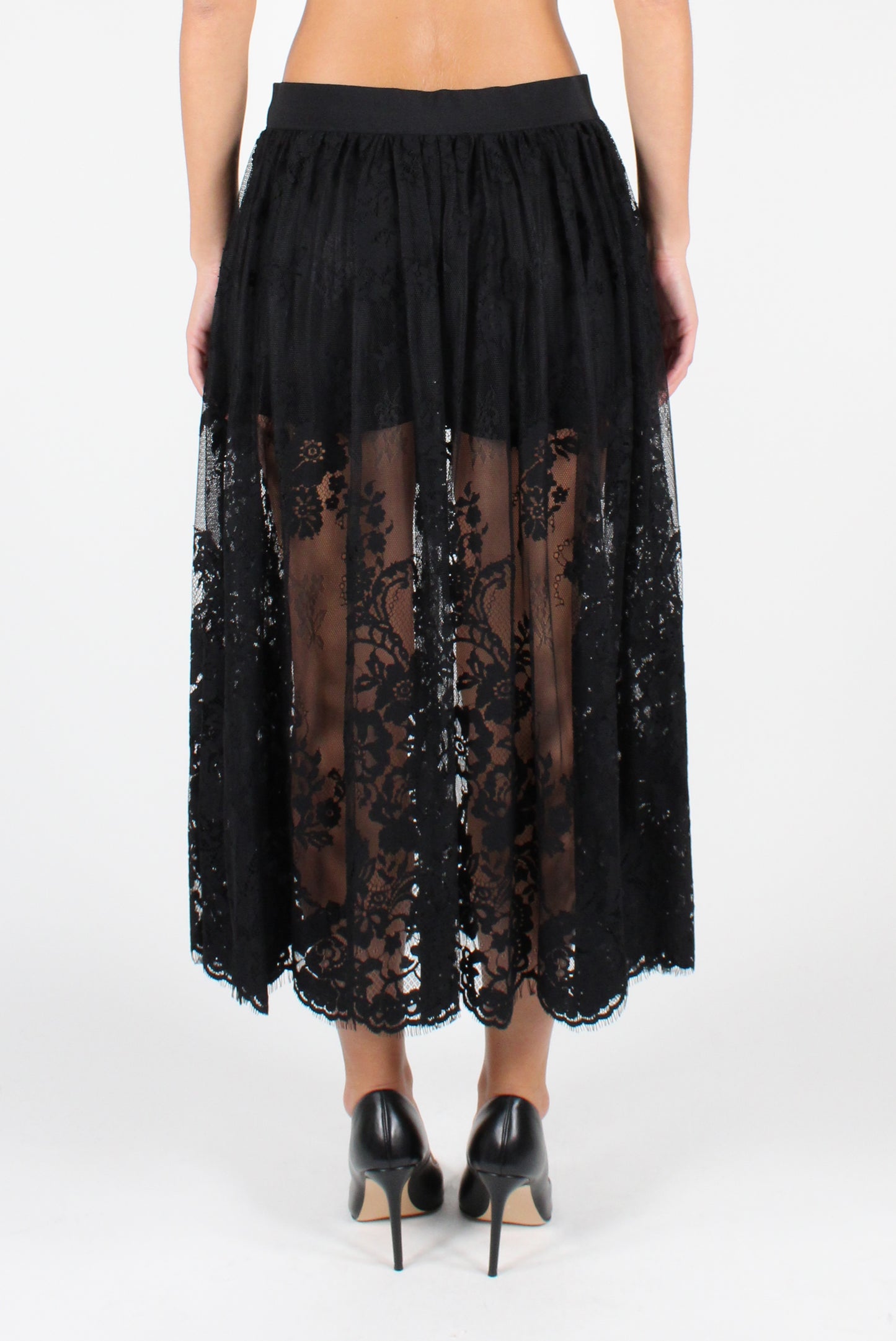 Lace Midi Skirt with Shorts