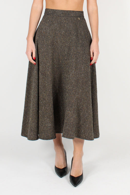 Long Flared Skirt in Piquet Stitch