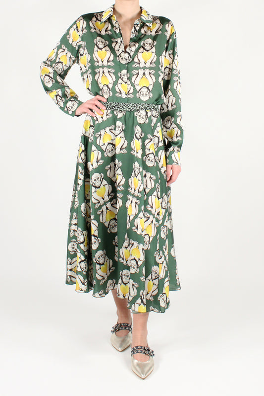 Monkey Print Midi Circle Skirt