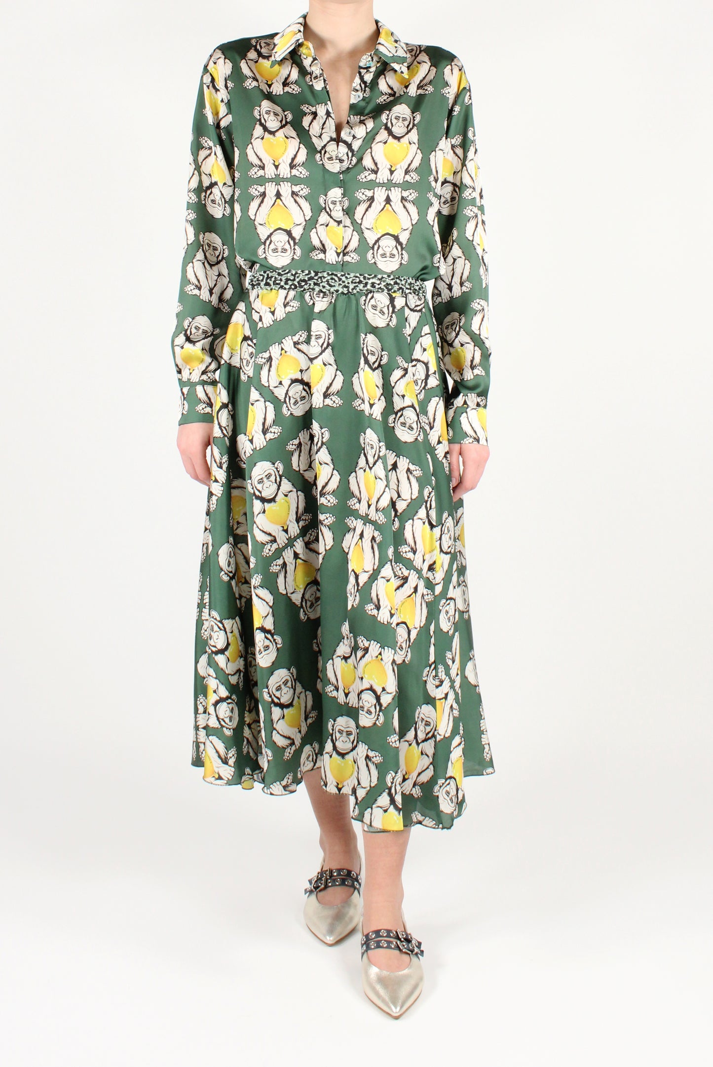 Monkey Print Midi Circle Skirt