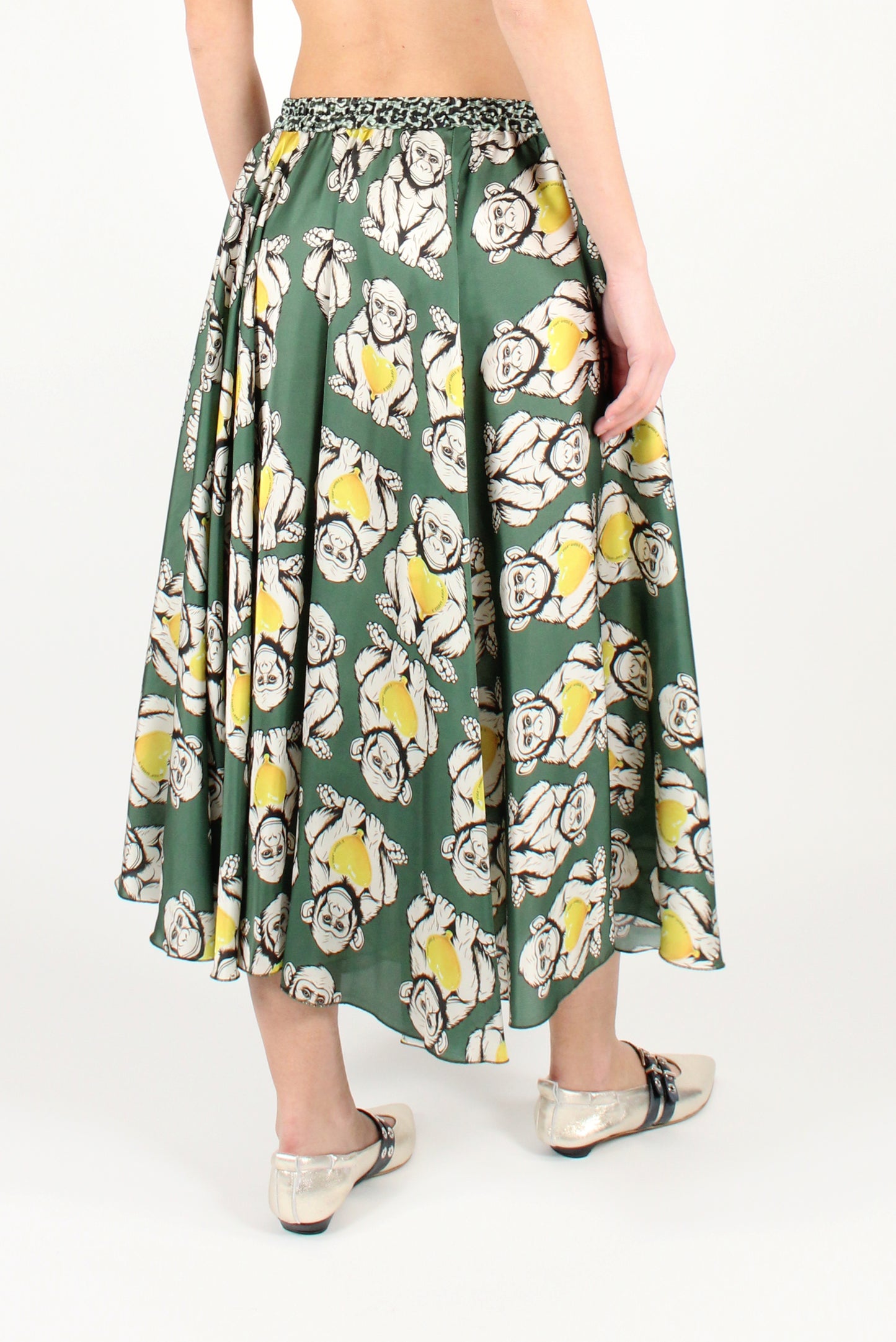 Monkey Print Midi Circle Skirt