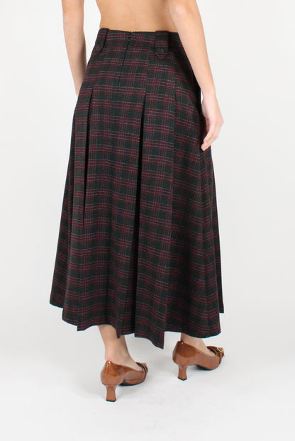 Long Tartan Skirt with Pleats