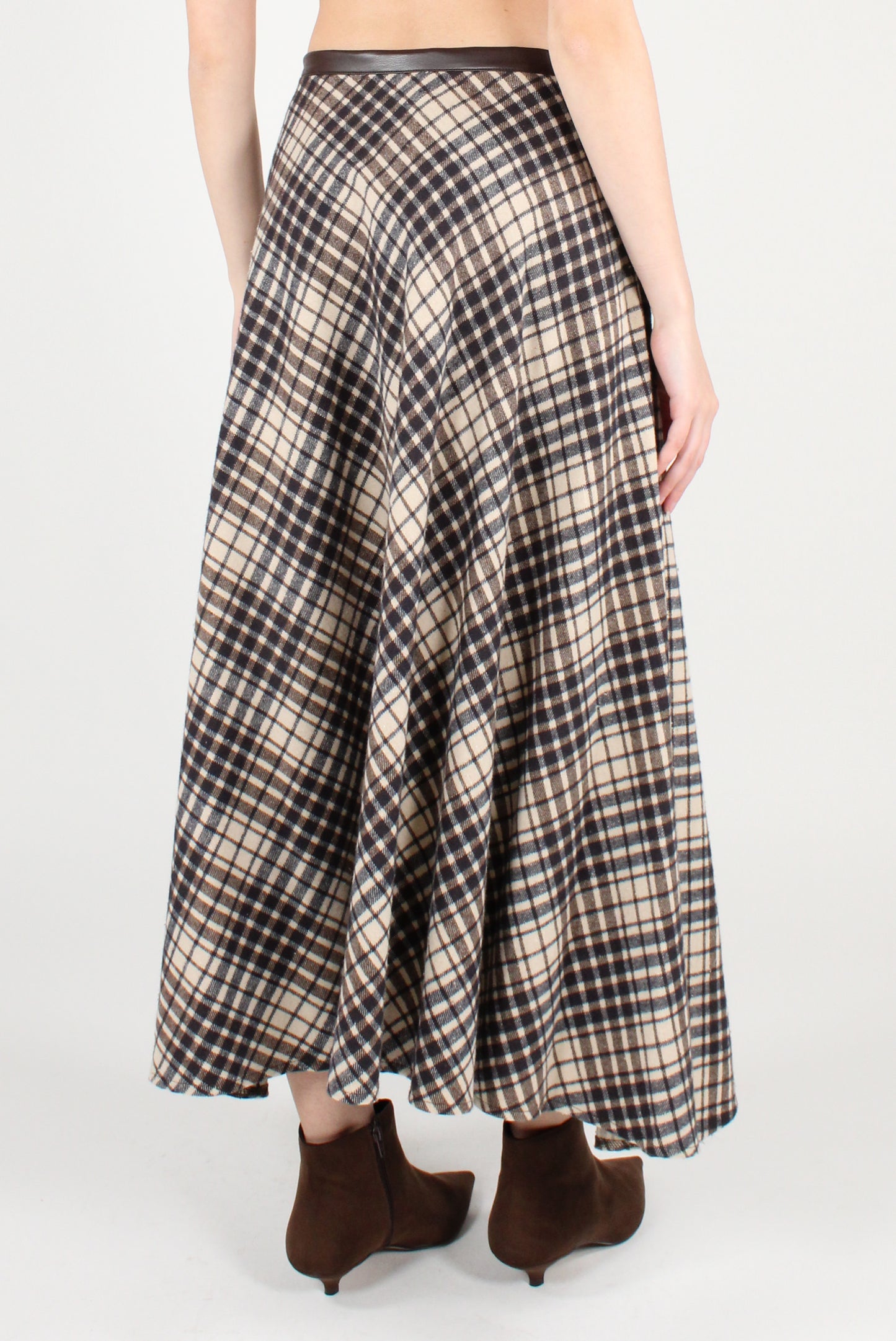 Gonna Lunga Svasata Stampa Tartan