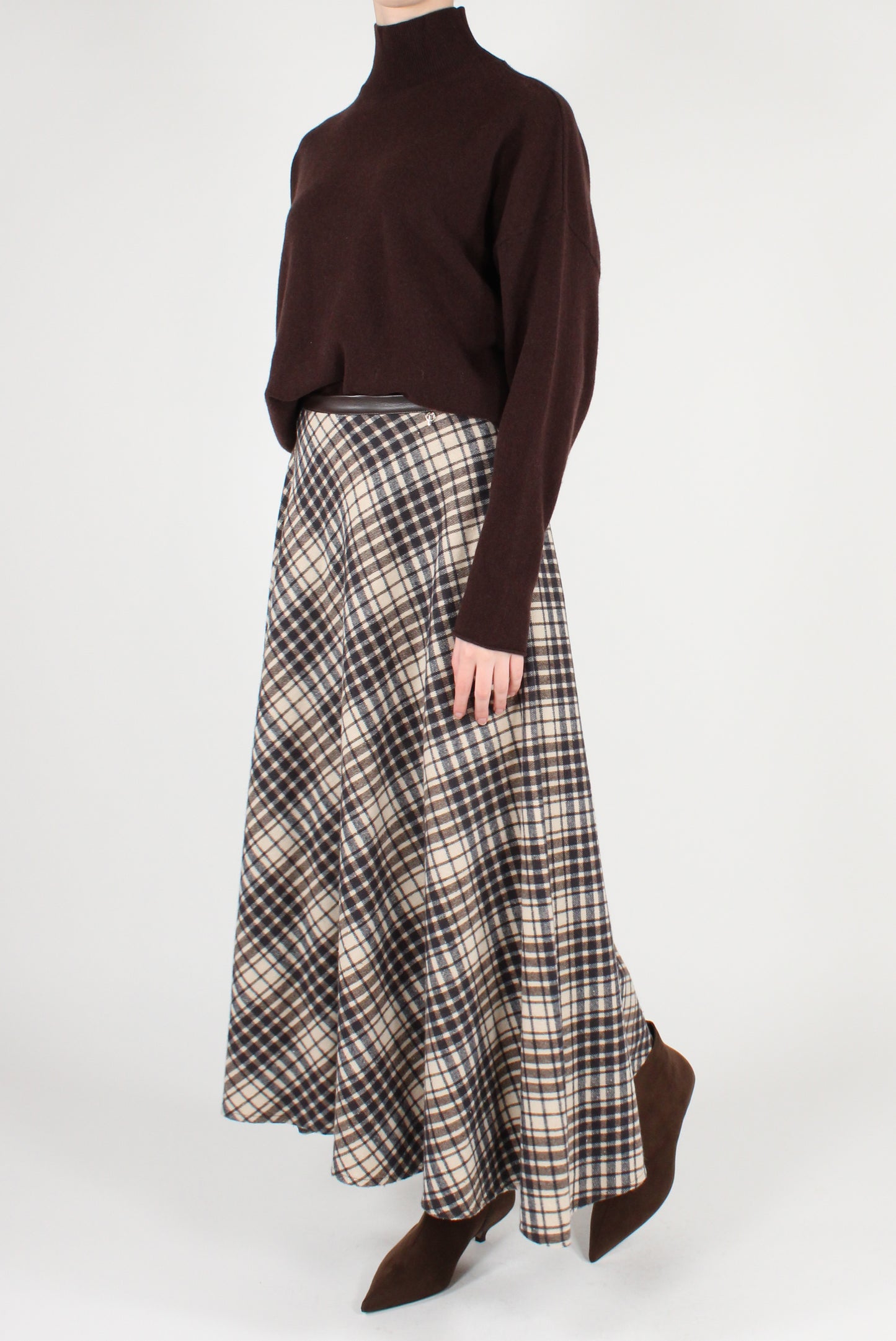 Gonna Lunga Svasata Stampa Tartan