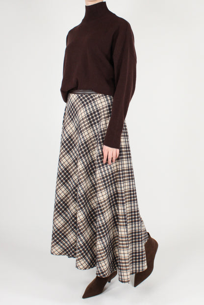 Gonna Lunga Svasata Stampa Tartan