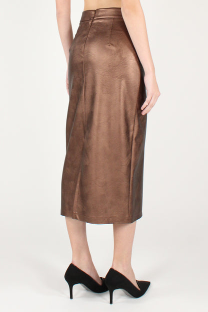 Gonna a Tubino in Ecopelle Metallizzata