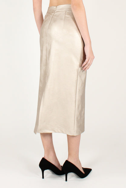 Gonna a Tubino in Ecopelle Metallizzata