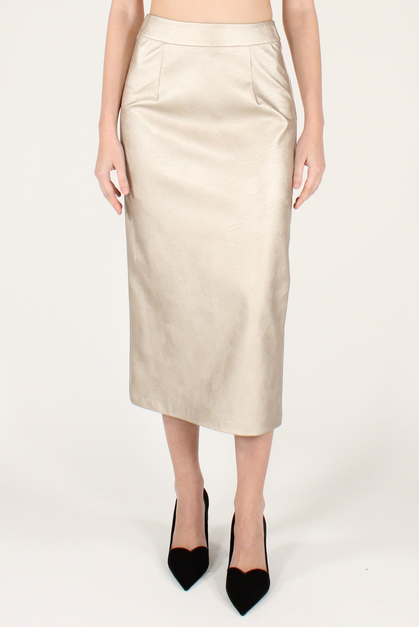 Gonna a Tubino in Ecopelle Metallizzata