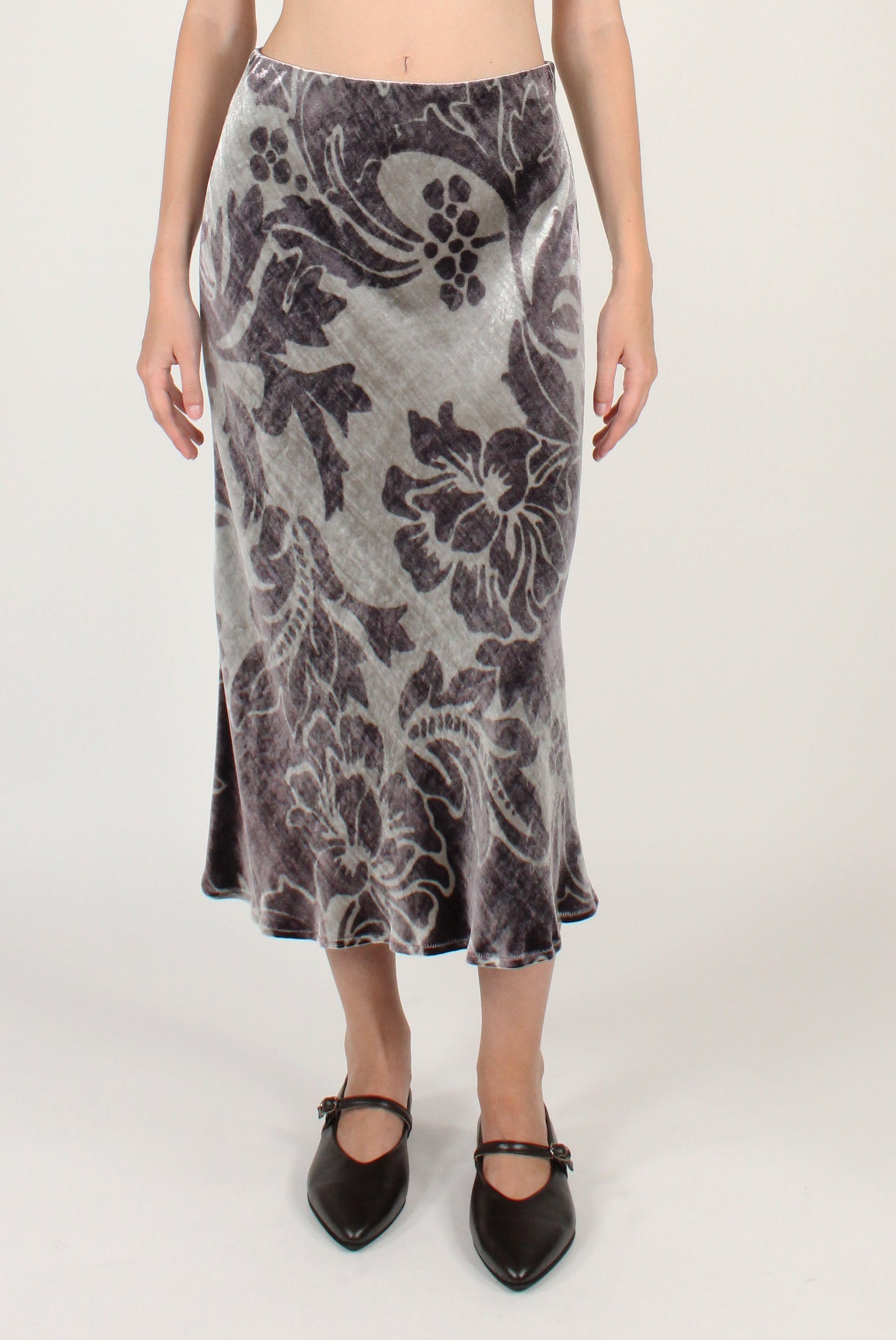 Gonna Lunga Svasata in Velluto Stampato