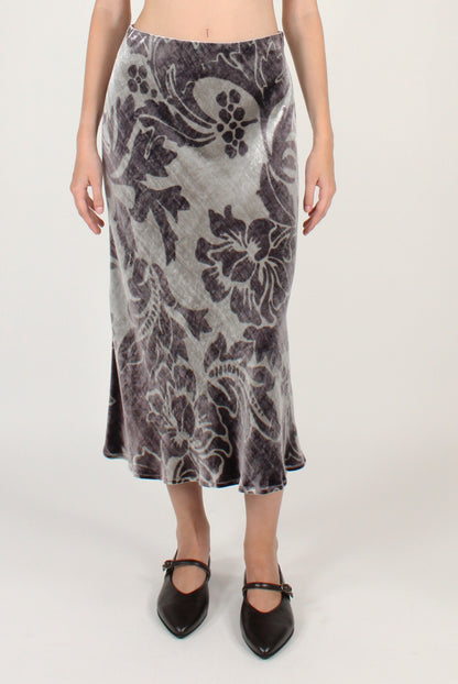 Gonna Lunga Svasata in Velluto Stampato