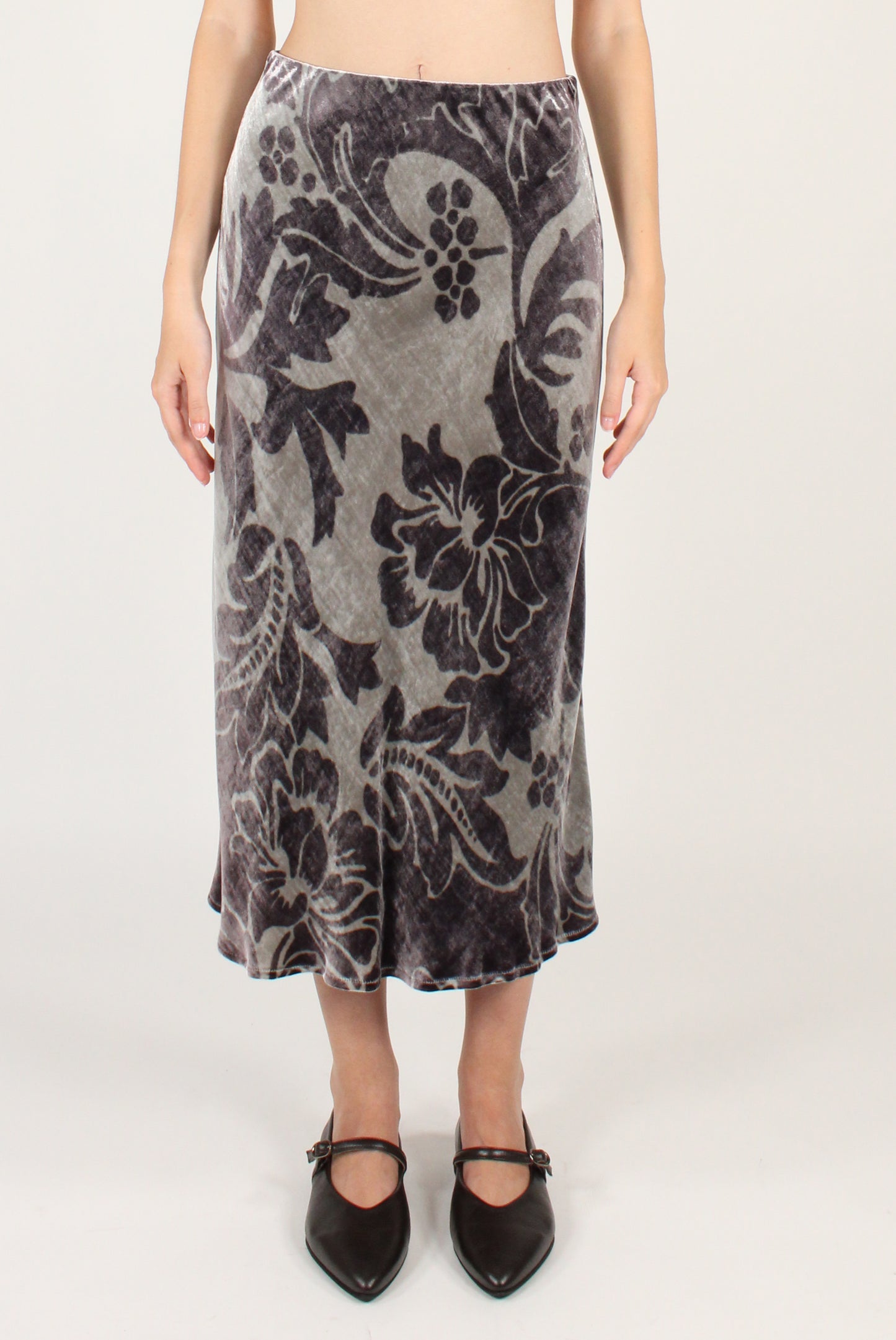 Gonna Lunga Svasata in Velluto Stampato