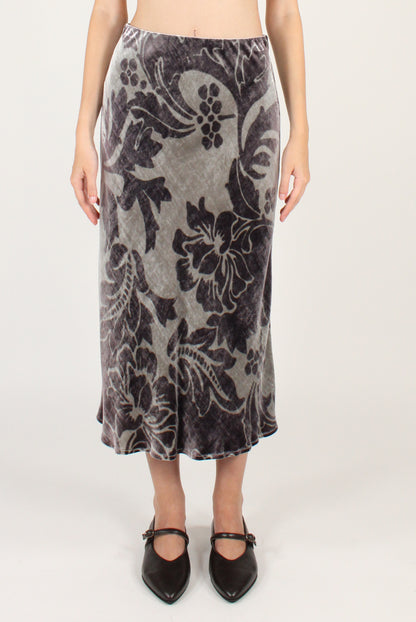 Gonna Lunga Svasata in Velluto Stampato