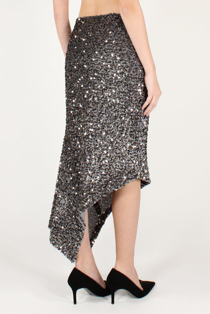Gonna Asimmetrica in Velluto e Paillettes
