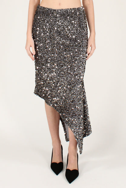 Gonna Asimmetrica in Velluto e Paillettes