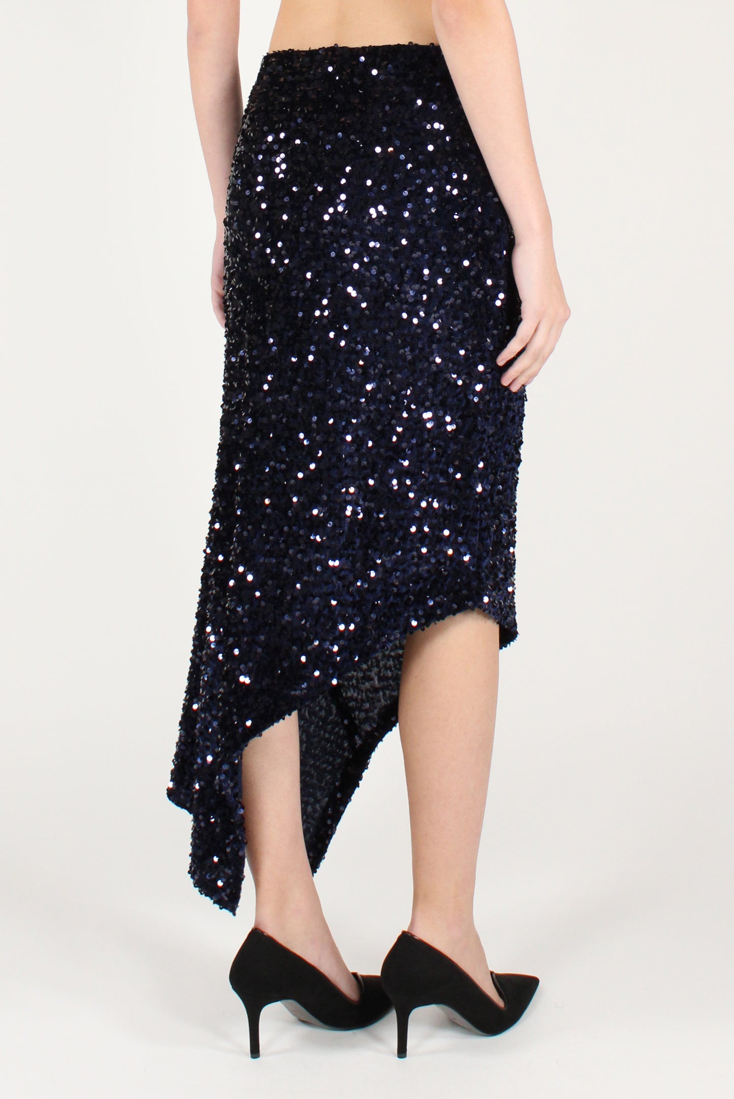 Gonna Asimmetrica in Velluto e Paillettes