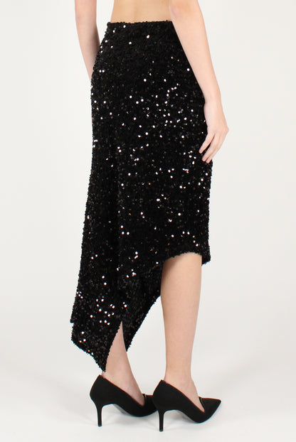 Gonna Asimmetrica in Velluto e Paillettes