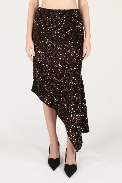 Gonna Asimmetrica in Velluto e Paillettes