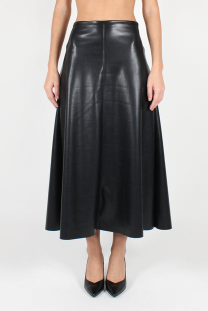 Smooth Soft Faux Leather Midi Skirt