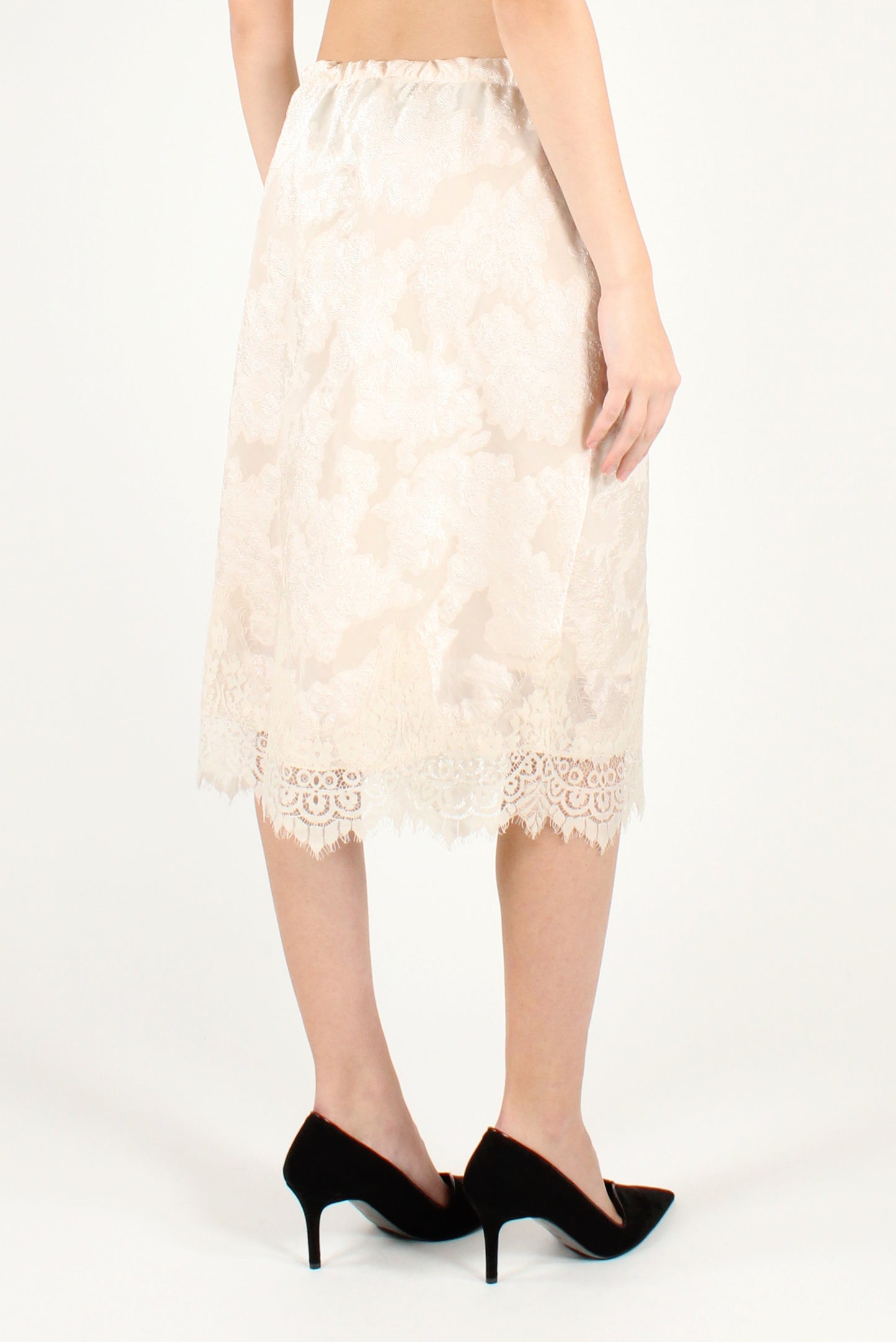 Gonna Midi Ricamata con Pizzo