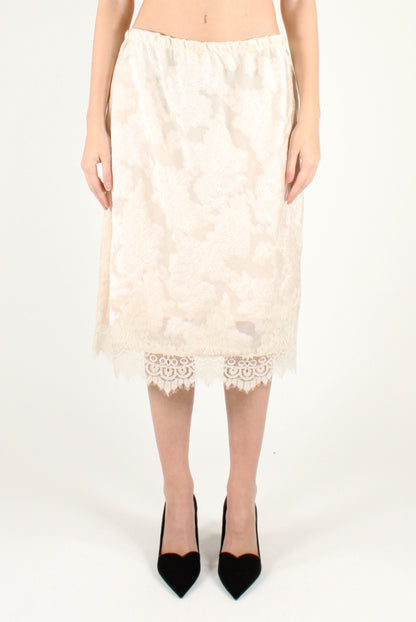 Gonna Midi Ricamata con Pizzo