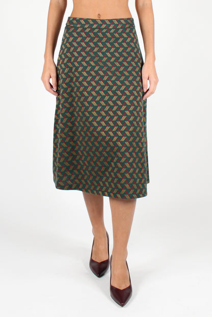 Geometric Print Midi Skirt