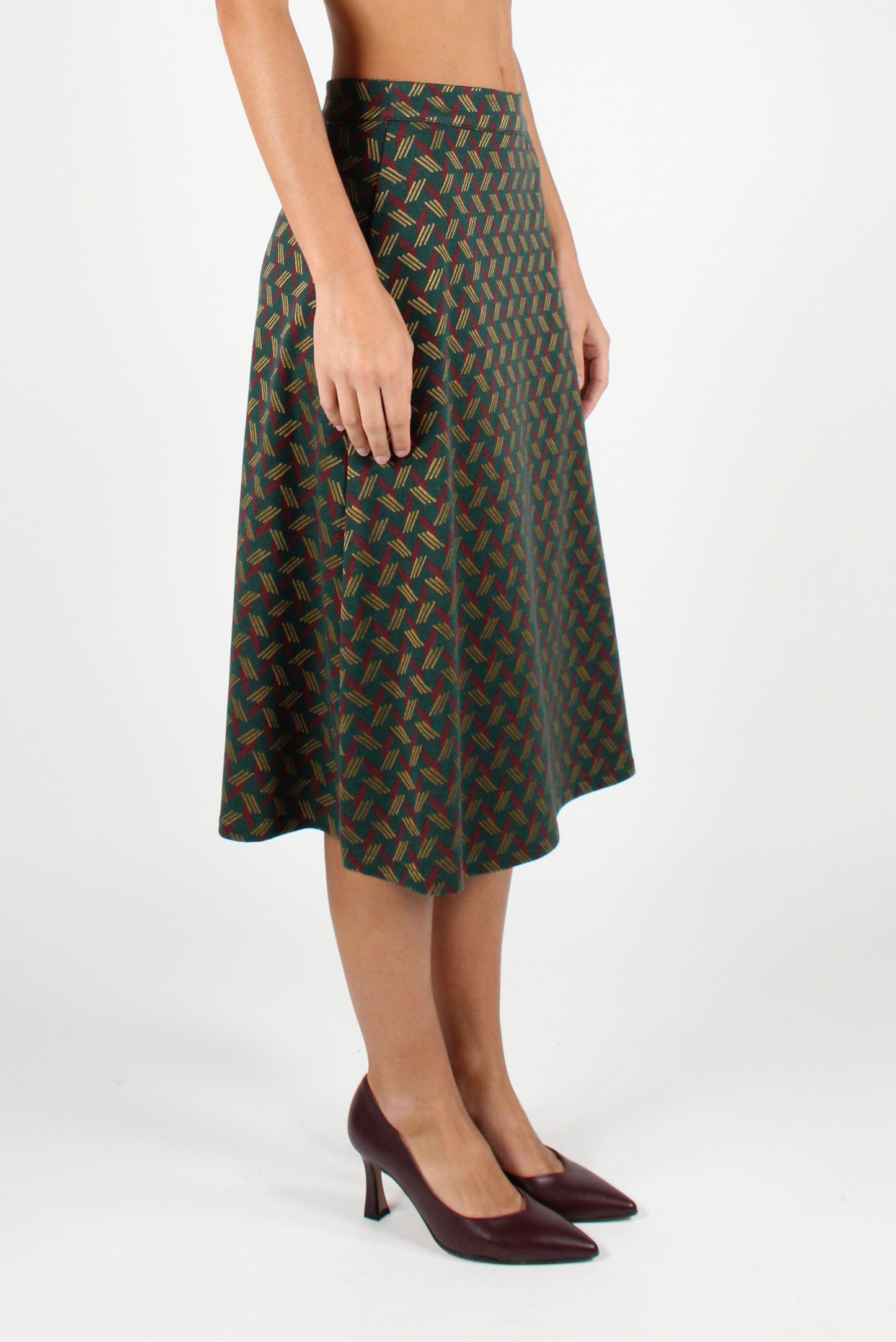 Geometric Print Midi Skirt