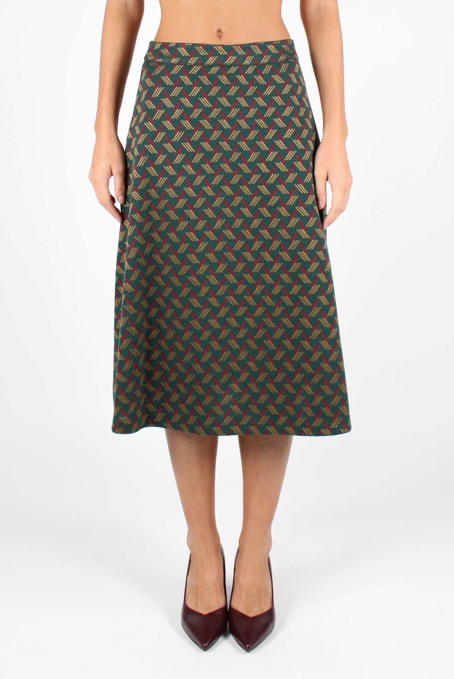 Geometric Print Midi Skirt