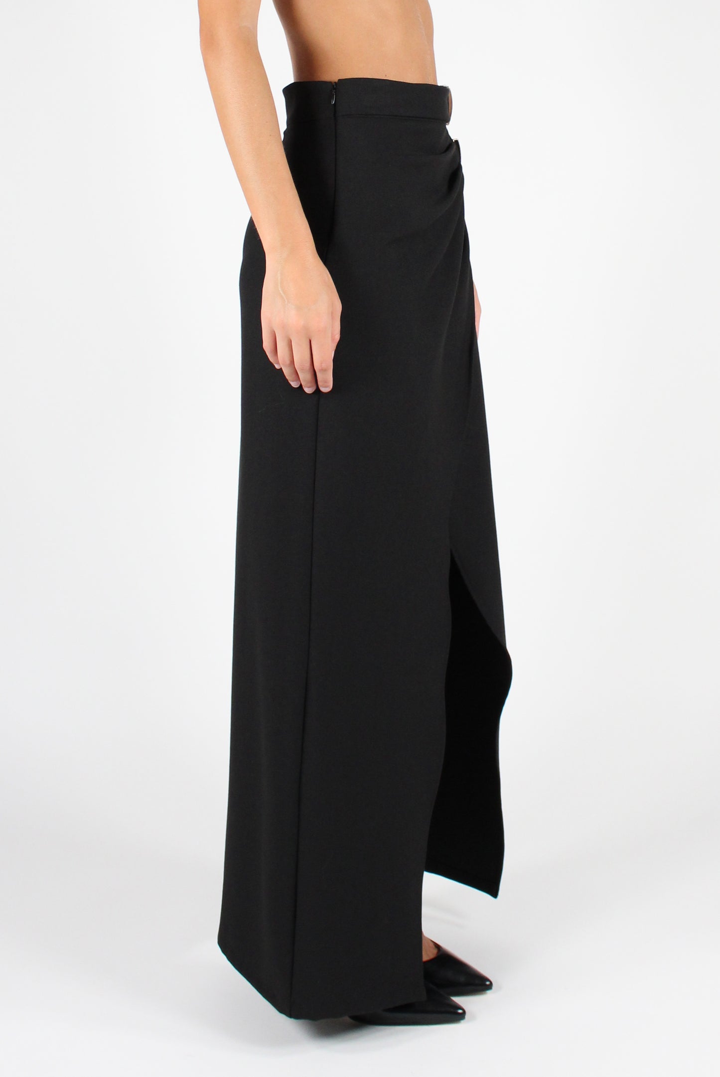 Long Skirt with Slit and Buckles