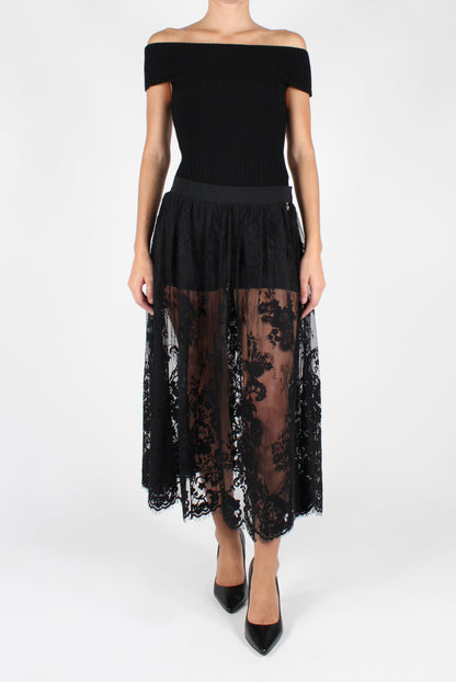 Lace Midi Skirt with Shorts