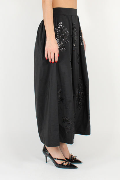 Long Circle Skirt with Sequin Embroidery