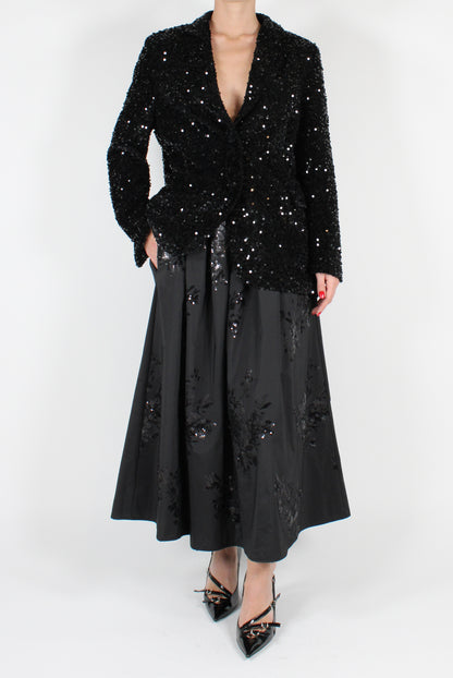 Long Circle Skirt with Sequin Embroidery