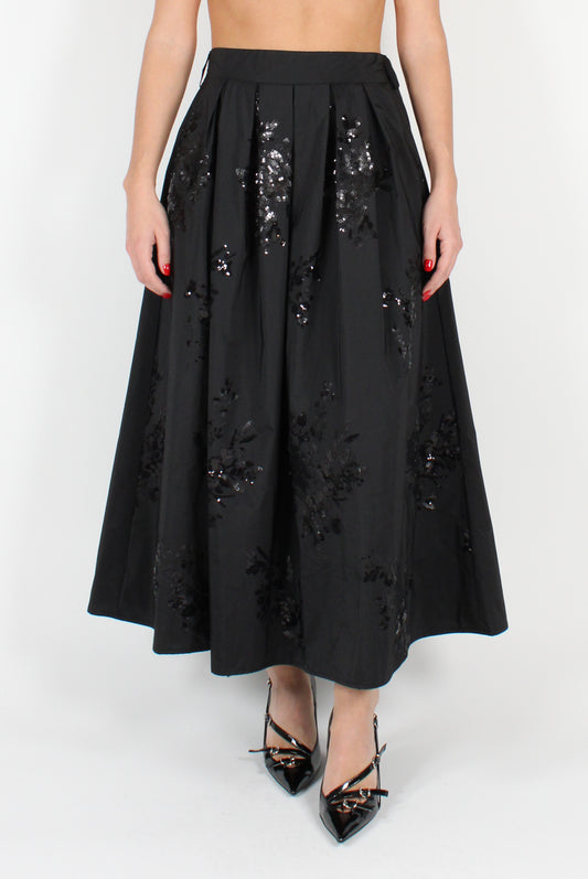 Long Circle Skirt with Sequin Embroidery