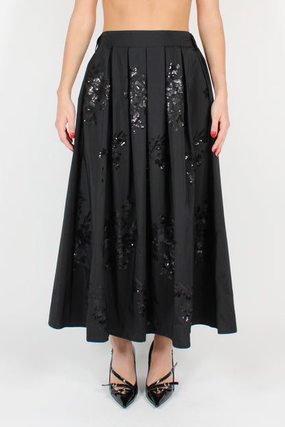 Long Circle Skirt with Sequin Embroidery