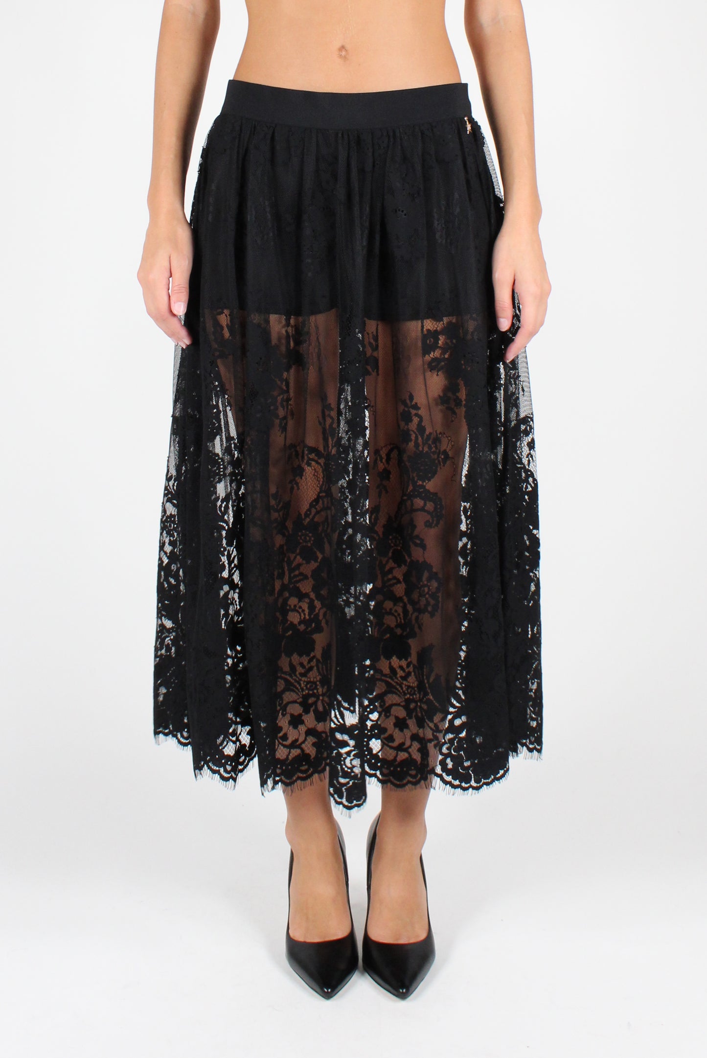 Lace Midi Skirt with Shorts