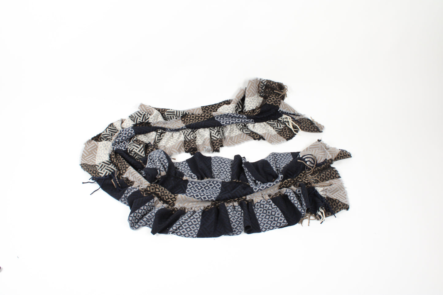 Patchwork Pattern Ruffle Scarf