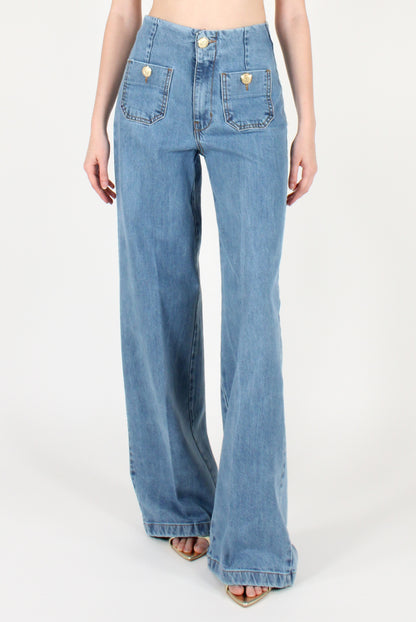 Jeans a Palazzo con Taschine