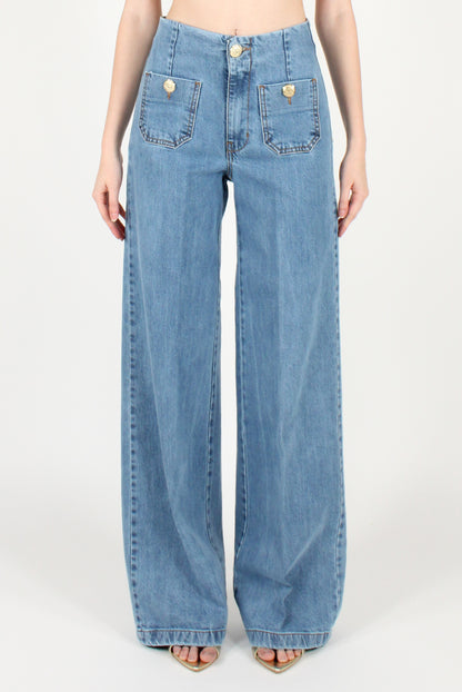 Jeans a Palazzo con Taschine