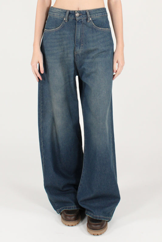 Jeans a Palazzo con Tasconi Délavé Blue