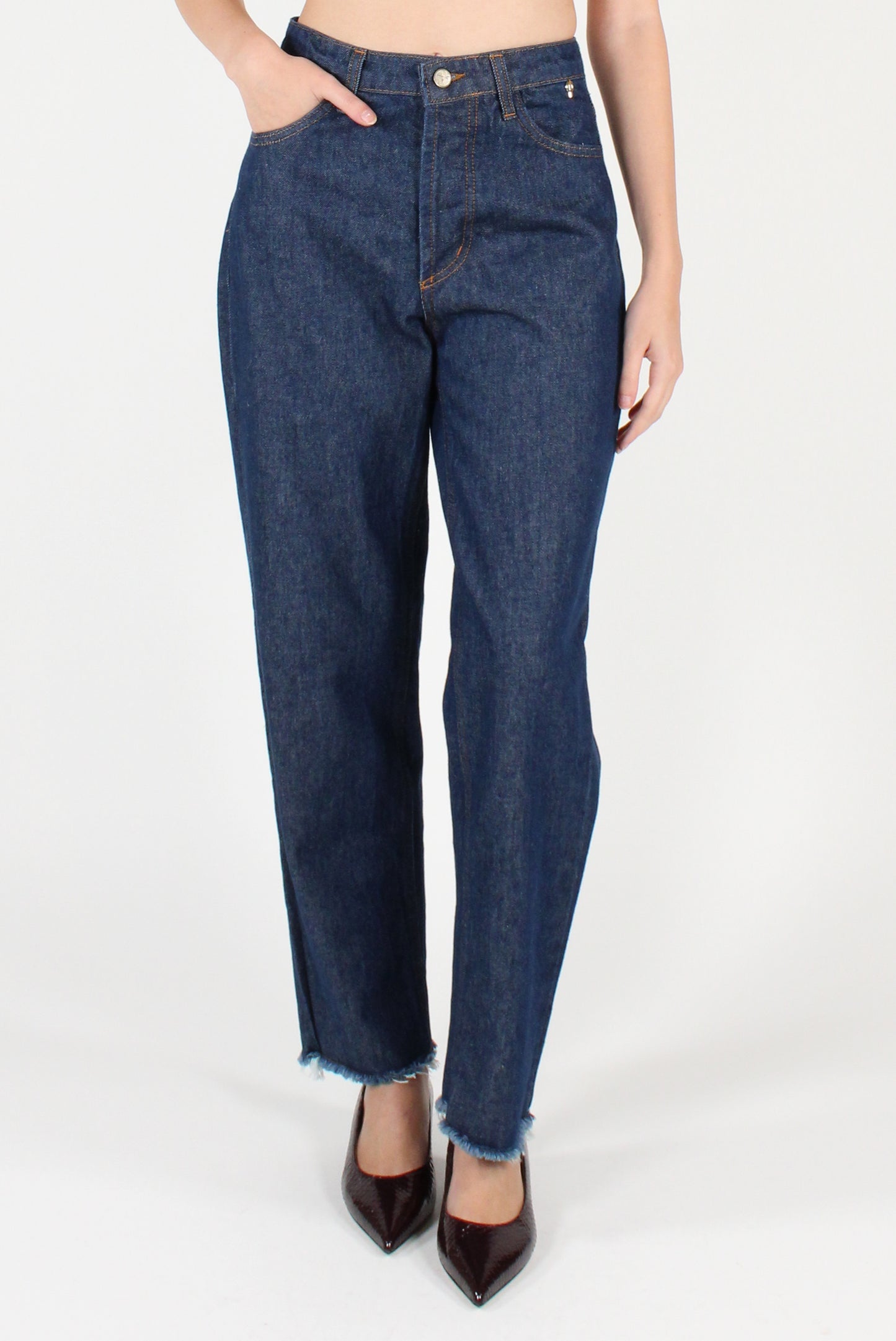 Jeans Cinque Tasche Orlo Taglio Vivo