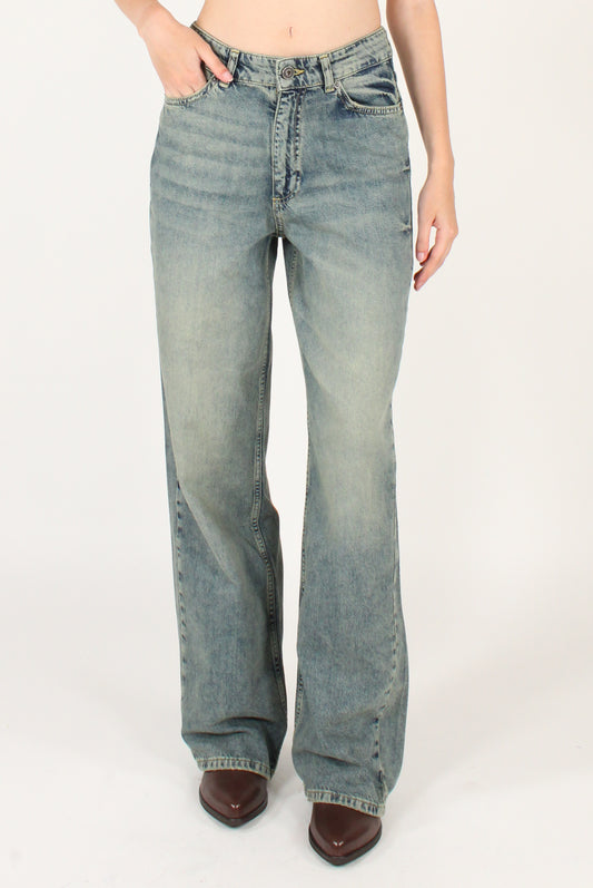 Jeans a Gamba Dritta Effetto Délavé