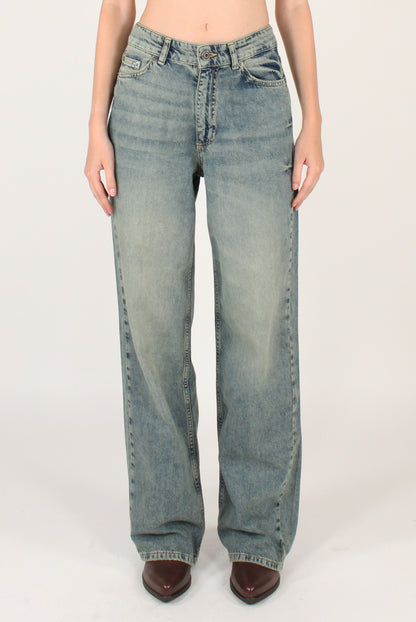 Jeans a Gamba Dritta Effetto Délavé
