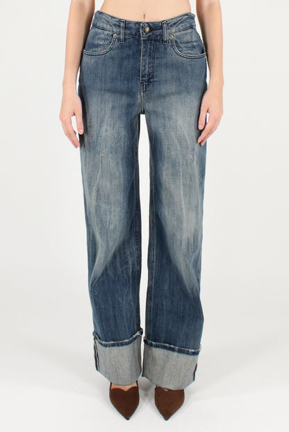 Jeans Slavati con Risvolto