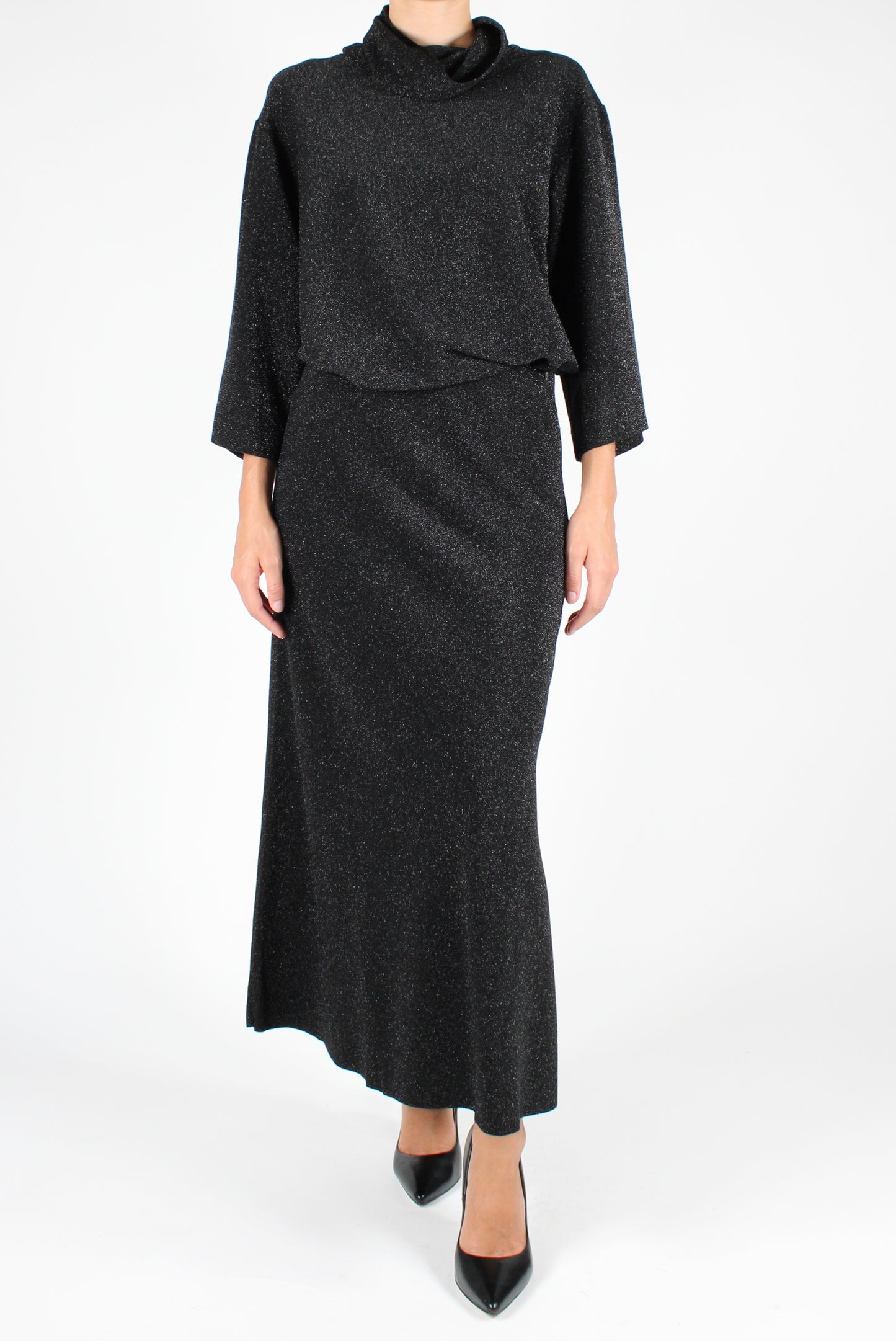 Long Flared Skirt with Lurex