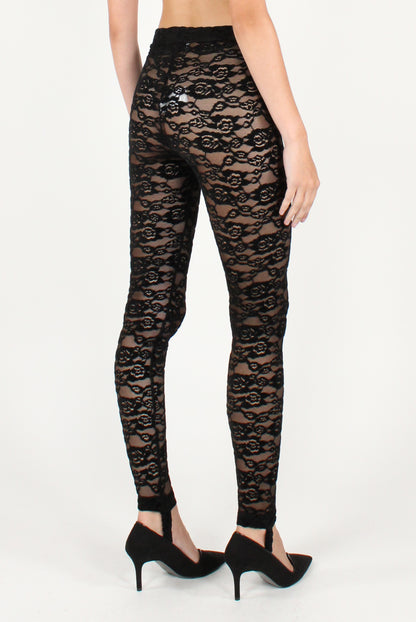 Leggings con Staffa in Pizzo