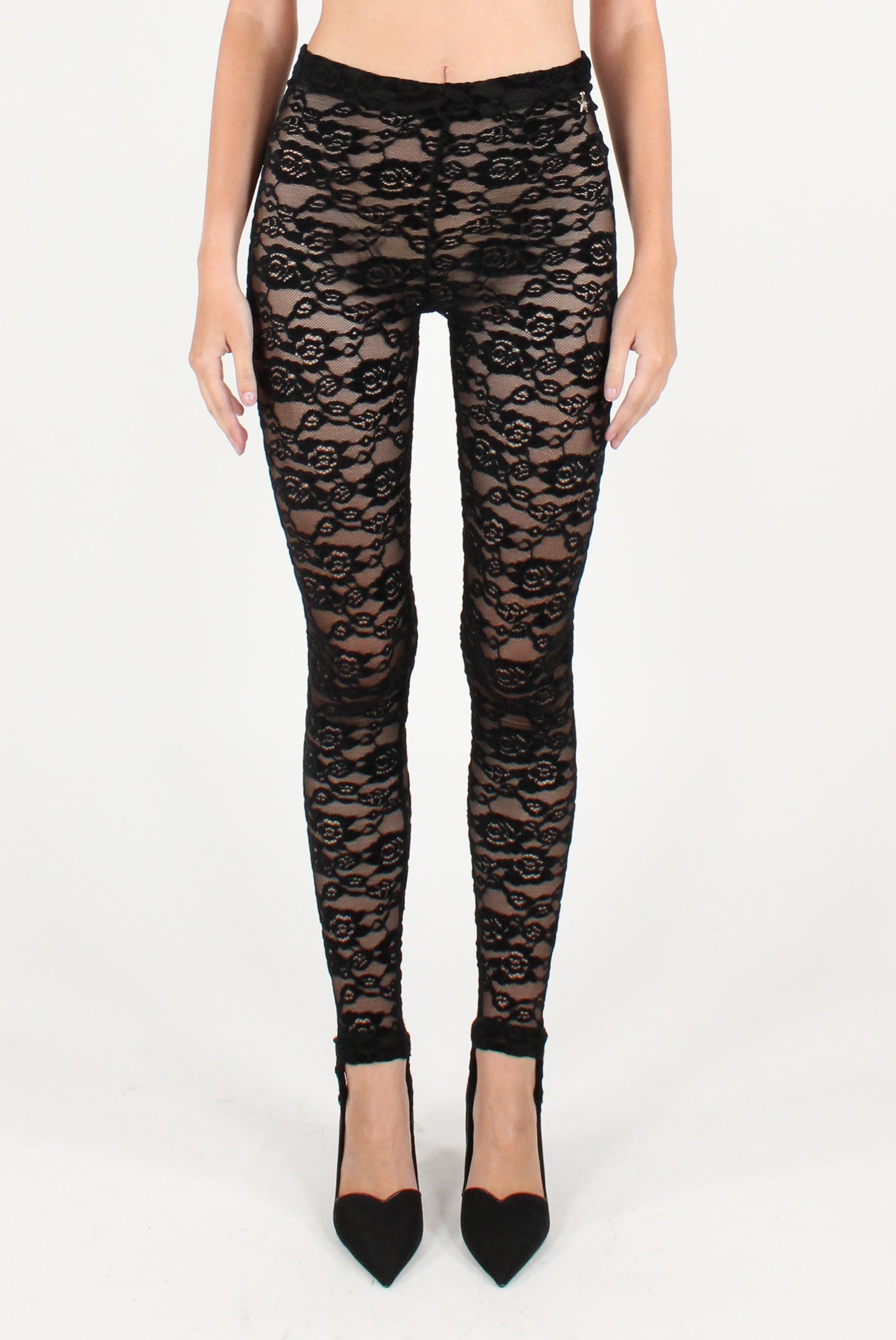 Leggings con Staffa in Pizzo