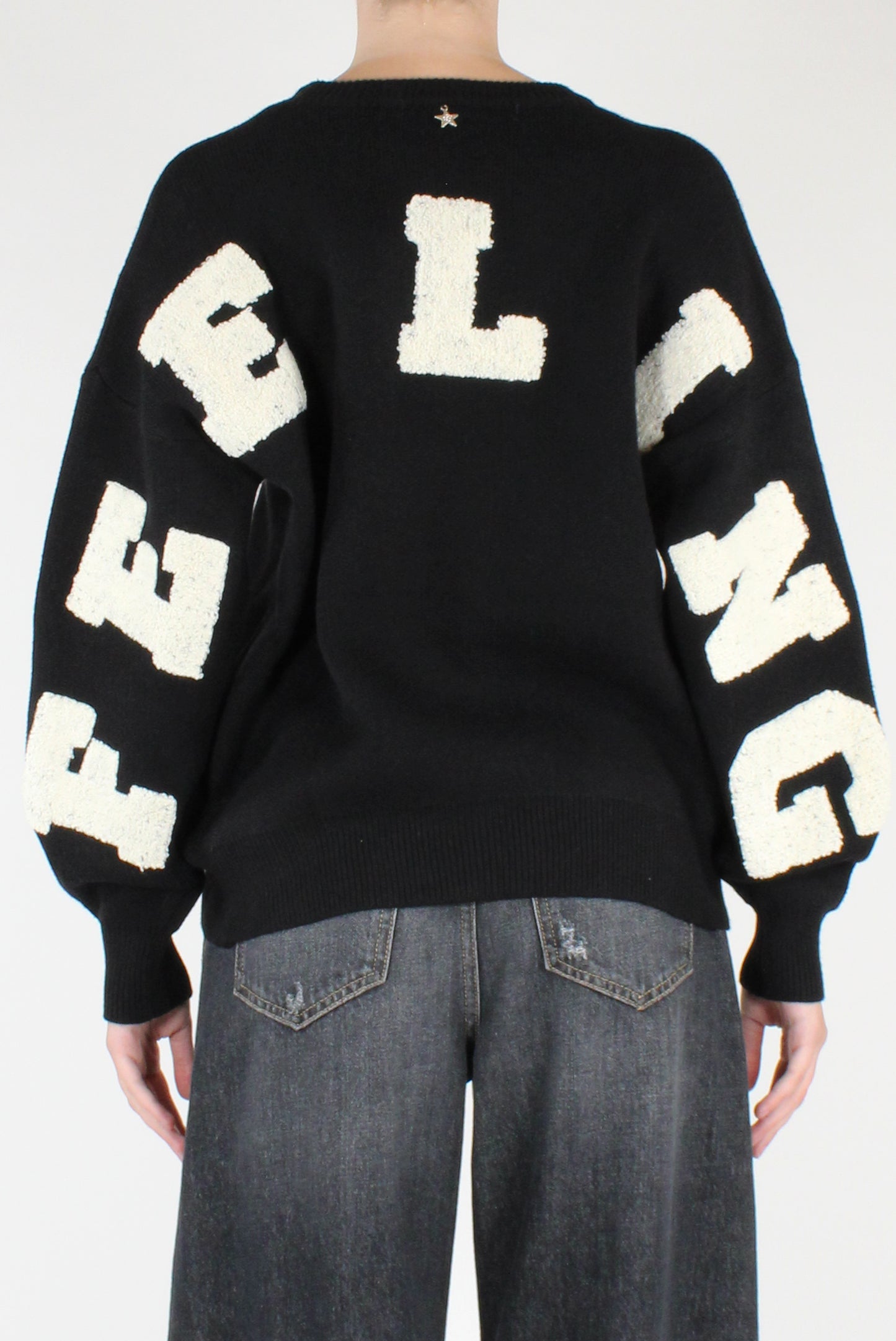 Maglione Over con Scritta "Feeling"