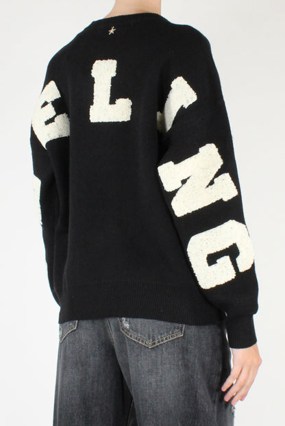 Maglione Over con Scritta "Feeling"
