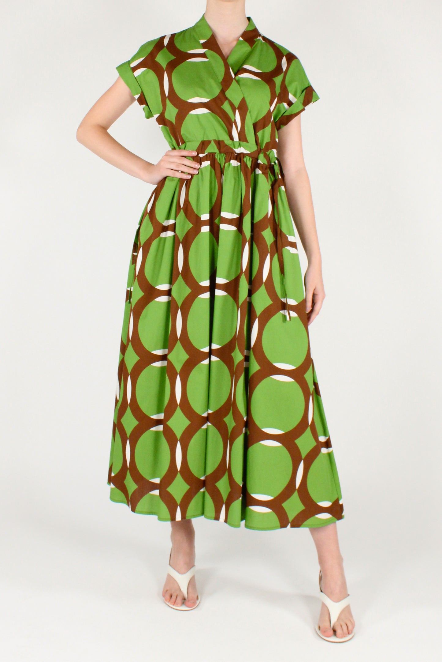 Long Dress in Geometric Print Cotton