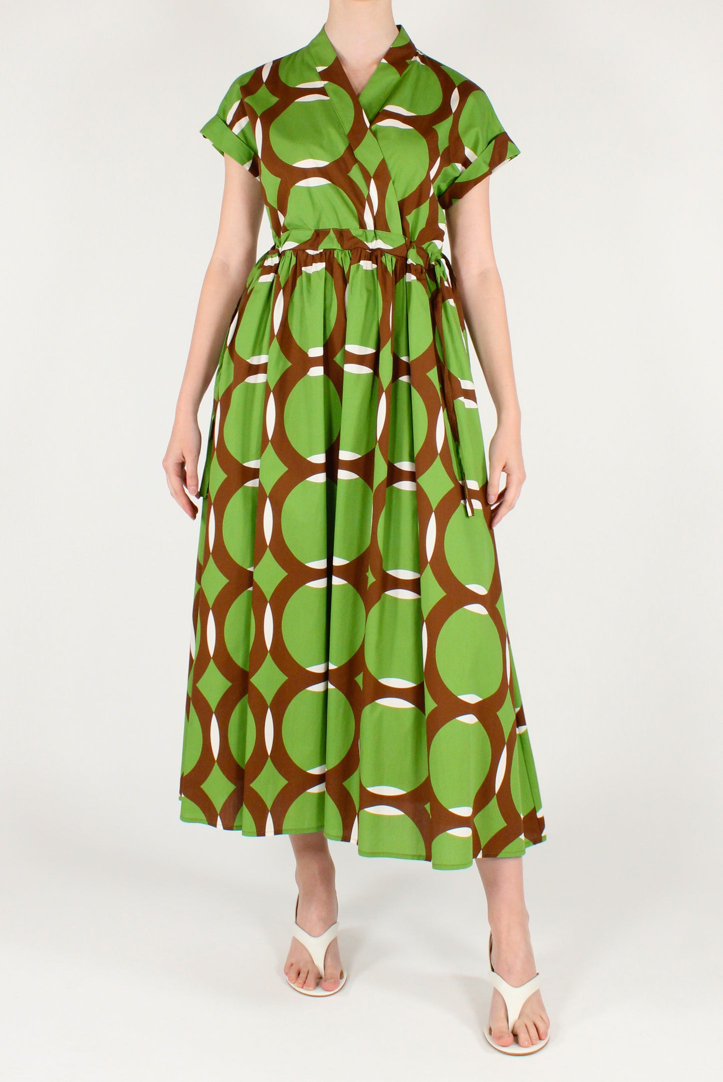 Long Dress in Geometric Print Cotton